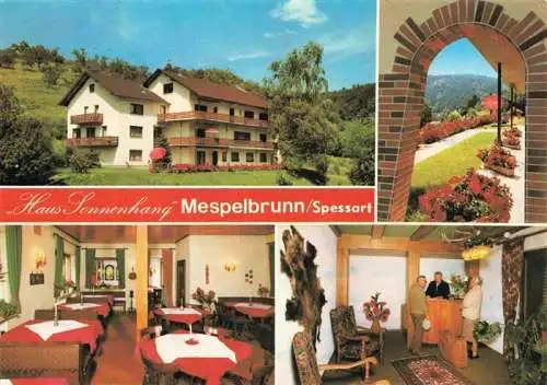 AK / Ansichtskarte  Mespelbrunn Pension Haus Sonnenhang Gastraeume Bar Park