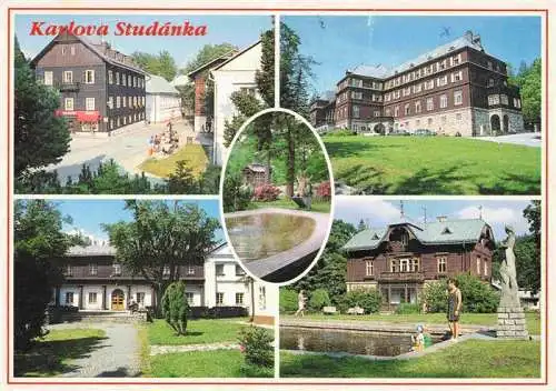AK / Ansichtskarte 73995875 Studanka_Schoenbrunn_CZ Centrum lazni dum Praded a posta dum Libusie hotel Dzban jeleni fontana dum Sarka