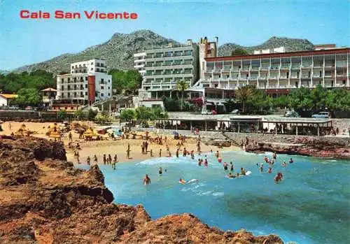AK / Ansichtskarte 73996046 Cala_San_Vicente_Mallorca Strand Hotels Badespass