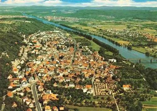 AK / Ansichtskarte  Obernburg_Main Fliegeraufnahme mit Hotel Zum Karpfen