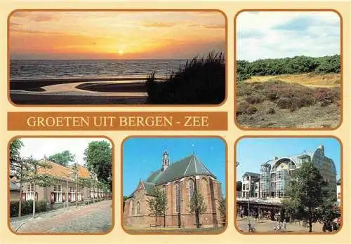 AK / Ansichtskarte 73996192 Bergen_aan_Zee_NL Strand Duenen Kirche Hotel