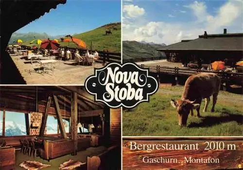 AK / Ansichtskarte 73996275 Gaschurn_Vorarlberg Bergrestaurant Nova Stoba Terrasse Gastraum