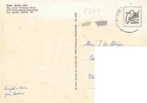 AK / Ansichtskarte  Niedersalwey_Eslohe_Sauerland Hotel Woller Hof