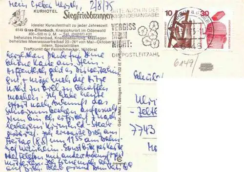 AK / Ansichtskarte  Gras-Ellenbach_Grasellenbach Kurhotel Siegfriedbrunnen Meerwasserschwimmbad