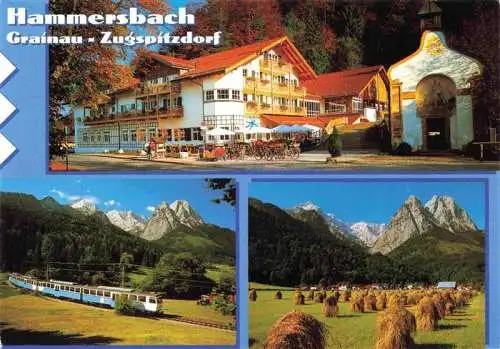 AK / Ansichtskarte  Hammersbach_Grainau_Garmisch_Bayern Haus Hammersbach mit Kapelle Bayerische Zugspitzbahn Wettersteingebirge