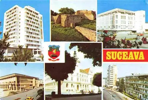 AK / Ansichtskarte 73996617 Suceava_Sotschen_RO Hotel Bucoina Cetatea de Scaun Magazinul universal Bucovina Centrul de creatie si cultura Cintarea Romaniei Consiliul popular B-dul Ana Ipatescu