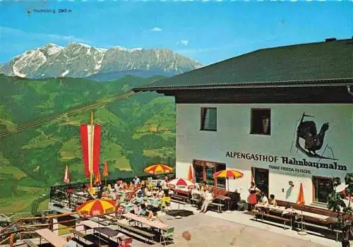 AK / Ansichtskarte 73996673 St_Johann__Pongau_AT Alpengasthof Hahnbaum Alm Sonnenterrasse mit Hochkoenig