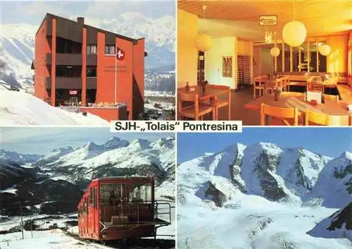 AK / Ansichtskarte  Pontresina_GR SJH Tolais Jugendherberge Gastraum Bergbahn Panorama