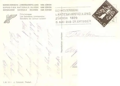 AK / Ansichtskarte  Landesausstellung_Zuerich_1939 Faehnlistrassse bannieres communales