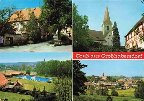 AK / Ansichtskarte  Grosshabersdorf Ortspartien Kirche Freibad