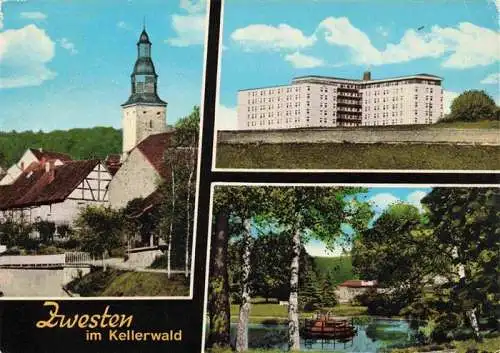 AK / Ansichtskarte  Zwesten_Bad Kirche Gebaeude Park Gondelteich