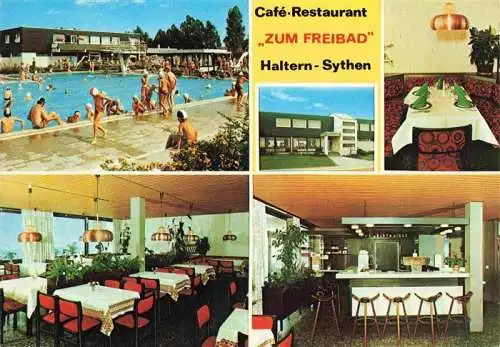 AK / Ansichtskarte  Sythen_Haltern Cafe Restaurant Zum Freibad Gastraeume Bar Schwimmbad