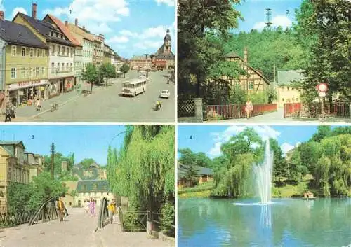 AK / Ansichtskarte  Schmoelln_Thueringen Marktplatz Blick zum Aussichtsturm Brueckenplatz Am Brauereiteich