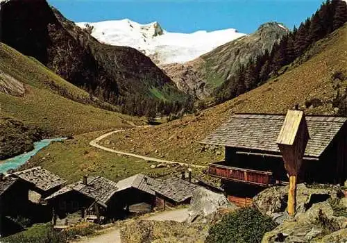 AK / Ansichtskarte  Matrei_Osttirol_AT Almhuetten Ausserbergschloess mit Grossvenediger Kleinvenediger Schwarze Wand Kesselkopf