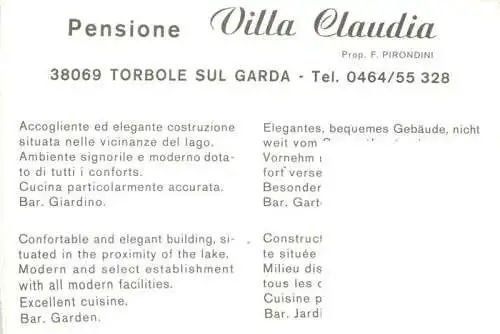 AK / Ansichtskarte  Torbole_Lago_di_Garda_IT Pensione Villa Claudia Gastraum Park Strandbad