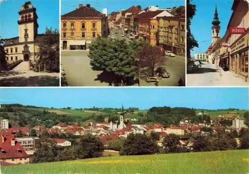 AK / Ansichtskarte  Grieskirchen_Oberoesterreich_AT Schloss Toller Hausfassaden Barocke Pfarrkirche Panorama