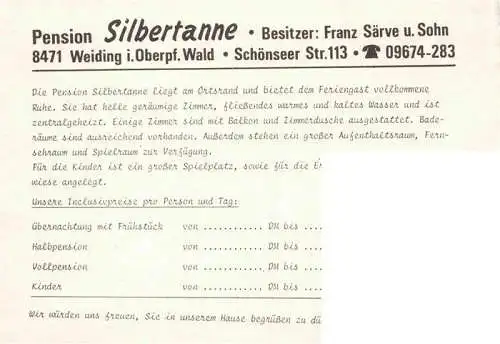 AK / Ansichtskarte  Weiding_Cham_Oberpfalz Pension Silbertanne