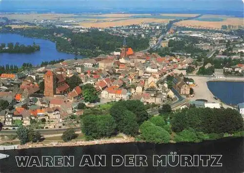 AK / Ansichtskarte  Waren_Mueritz Altstadtblick Fliegeraufnahme mit altem Hafen und Tiefwarensee