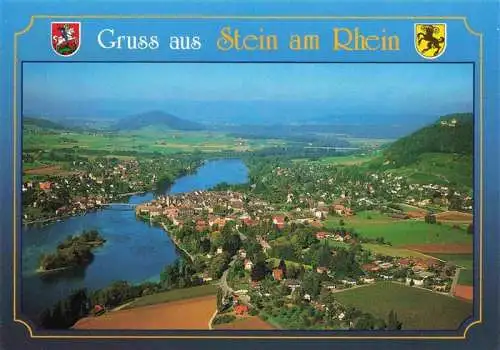 AK / Ansichtskarte  STEIN__AM_RHEIN_SH Fliegeraufnahme mit Insel Werd und Burg Hohenklingen