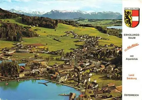 AK / Ansichtskarte  Mattsee_Salzburg_AT Fliegeraufnahme mit Ober und Niedertrumersee und Untersberg