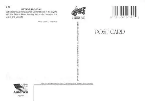 AK / Ansichtskarte  Detroit_Michigan Renaissance Center towers in the skyline with the Detroit River