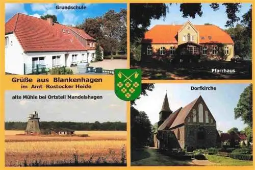 AK / Ansichtskarte  Blankenhagen_Roevershagen Grundschule Alte Muehle Pfarrhaus Dorfkirche