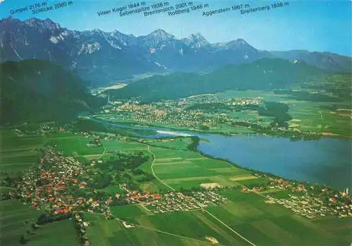 AK / Ansichtskarte  Fuessen_am_Lech_Allgaeu_Bayern Fliegeraufnahme mit Schwangau und Forggensee