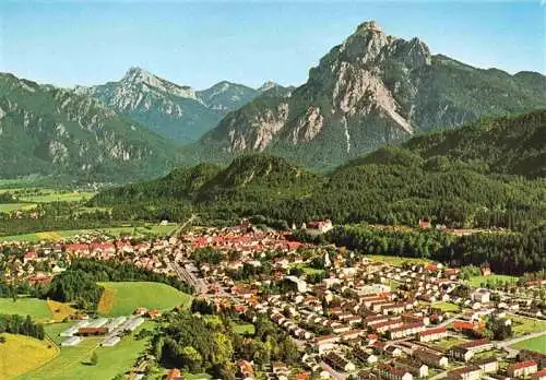 AK / Ansichtskarte  Fuessen_am_Lech_Allgaeu_Bayern Fliegeraufnahme mit Saeuling Straussberg und Schloss Neuschwanstein