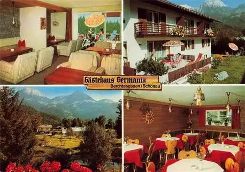 AK / Ansichtskarte  Schoenau_Berchtesgaden Gaestehaus Germania Gast und Aufenthaltsraum Panorama Terrasse