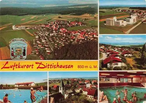 AK / Ansichtskarte  Dittishausen_Loeffingen Fliegeraufnahmen Ortspartie Frei und Hallenbad