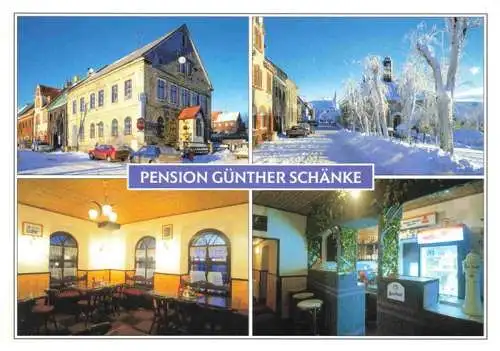 AK / Ansichtskarte  Bozi_Dar_Gottesgab_CZ Pension Guenther Schaenke Gastraum Bar Winterpanorama