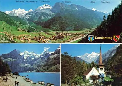 AK / Ansichtskarte  Kandersteg_BE Gesamtansicht mit Alpenpanorama Kirche Oeschinensee