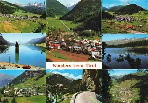 AK / Ansichtskarte  Nauders_Tirol_AT Panorama Versunkene Kirche Strassenpartie Fliegeraufnahme