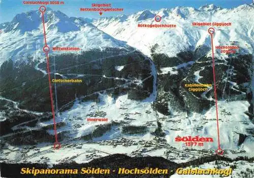 AK / Ansichtskarte  Soelden__oetztal_AT Skipanorama mit Gaislachkogl Fliegeraufnahme