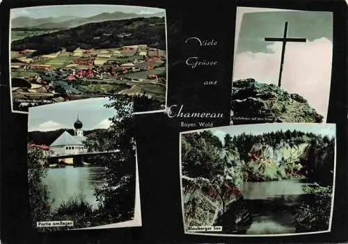 AK / Ansichtskarte  Chamerau Fliegeraufnahme Gipfelkreuz Partie am Regen Blauberger See