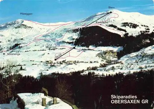 AK / Ansichtskarte  Obersaxen_Surselva_GR Fliegeraufnahme mit Hitzeggen Stein Misanenga Skilift