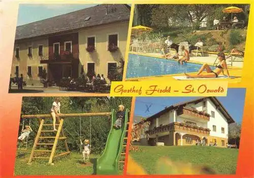 AK / Ansichtskarte  St_Oswald_Niederoesterreich_AT Gasthof Pension Wilhelm Fischl Spielplatz Freibad