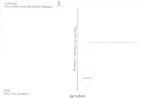 AK / Ansichtskarte  Lidkoeping_Sweden Nya stadens torg med Gamla Radhuset