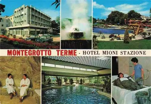 AK / Ansichtskarte  Montegrotto_Terme_Veneto_IT Hotel Terme Mioni Stazione Frei und Hallenbad Grotte Moorbad