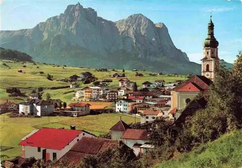 AK / Ansichtskarte  Kastelruth_Castelrotto_Salten_Schlern_Suedtirol_IT Panorama mit Kirche und Schlern