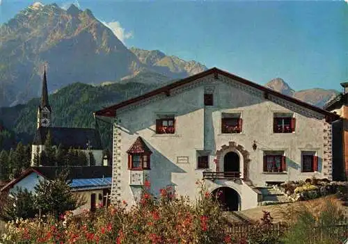 AK / Ansichtskarte  Scuol_Schuls_GR Alpines Heilbad Kirche Engadiner Haus in Scuol