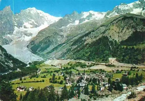 AK / Ansichtskarte  Courmayeur_Valle_d_Aosta_IT Panorama con nuova strada al Traforo Sfondo Monte Bianco