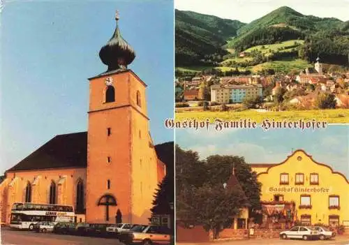 AK / Ansichtskarte  St_Veit_Goelsen_Niederoesterreich Kirche Gasthof Hinterhofer Panorama