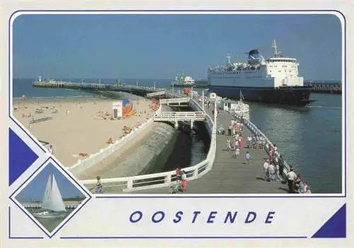 AK / Ansichtskarte  Oostende_OSTENDE_West-Vlaanderen_Belgie Strand Mole Ozeandampfer