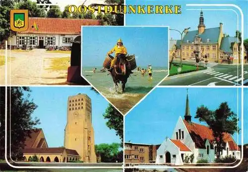 AK / Ansichtskarte  Oostduinkerke_Koksijde_Belgie Gasthof Turm Strandreiten Rathaus Kirche