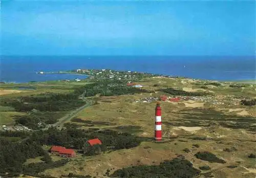 AK / Ansichtskarte 73998168 Amrum_Insel_Nebel_Nordfriesland Am Leuchtturm Fliegeraufnahme mit Wittduen im Hintergrund