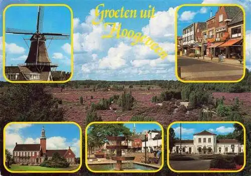 AK / Ansichtskarte  Hoogeveen_NL Windmuehle Panorama Kirche Brunnen Schule Dorfstrasse