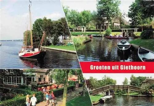 AK / Ansichtskarte  Giethoorn_Overijssel_NL Fischerboot Gondelteich Gaststaette Bruecke