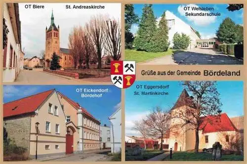 AK / Ansichtskarte  Boerdeland OT Biere St Andreaskirche OT Welsleben Sekundarschule OT Eickendorf Boerdehof OT Eggersdorf St Martinkirche