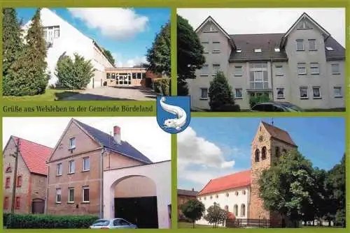 AK / Ansichtskarte  Boerdeland OT Welsleben Schule Toreinfahrt Kirche